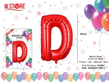 Balon Rosu Litera D 35cm 012891