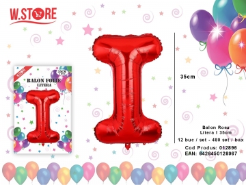 Balon Rosu Litera I 35cm 012896