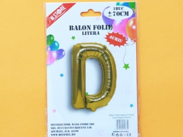 Balon Folie Auriu Litera D 70cm 028933
