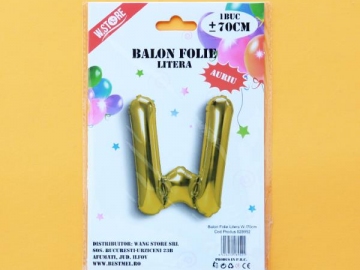 Balon Folie Auriu Litera W 70cm 028952
