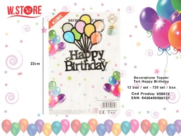 Decoratiune Topper Tort Happy Birthday 058072