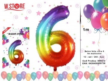 Balon folie cifra 6 1m multicolor 080973