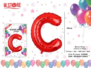 Balon Rosu Litera C 35cm 012890