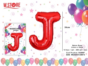Balon Rosu Litera J 35cm 012897