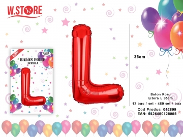 Balon Rosu Litera L 35cm 012899