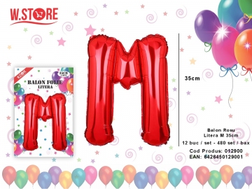 Balon Rosu Litera M 35cm 012900