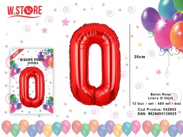Balon Rosu Litera O 35cm 012902