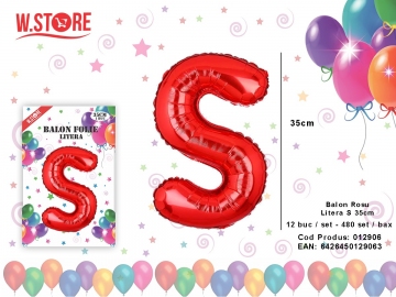 Balon Rosu Litera S 35cm 012906
