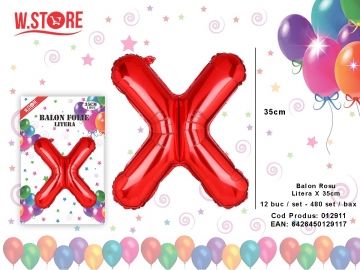 Balon Rosu Litera X 35cm 012911