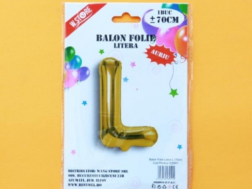 Balon Folie Auriu Litera L 70cm 028941