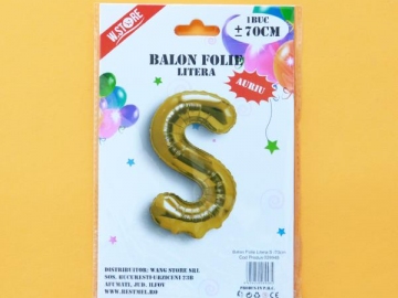Balon Folie Auriu Litera S 70cm 028948