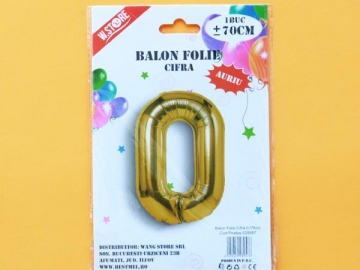 Balon Folie Auriu Cifra 0 70cm 028957