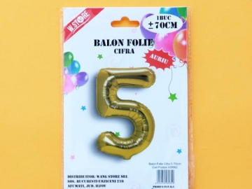 Balon Folie Auriu Cifra 5 70cm 028962