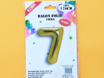 Balon Folie Auriu Cifra 7 70cm 028964