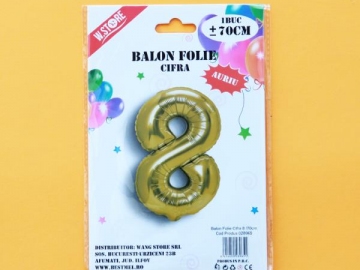 Balon Folie Auriu Cifra 8 70cm 028965