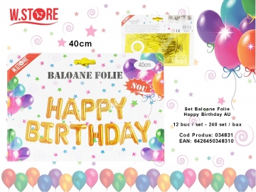 Set Baloane Folie Happy Birthday AU 034831