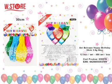Set Baloane Happy Birthday 30cm 2.8g 6buc 035376