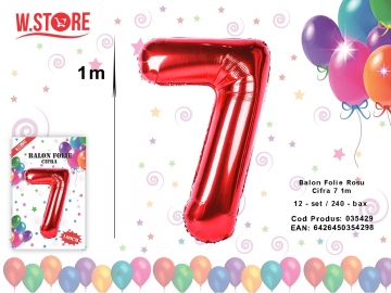 Balon Folie Rosu Cifra 7 1m 035429
