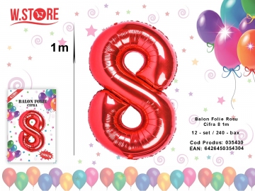 Balon Folie Rosu Cifra 8 1m 035430