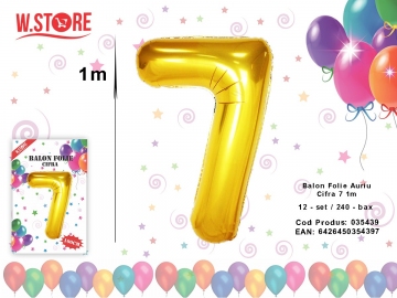 Balon Folie Auriu Cifra 7 1m 035439