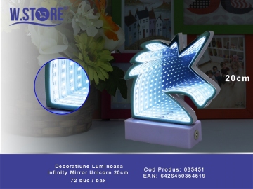 Decoratiune Luminoasa Infinity Mirror Unicorn 20cm 035451