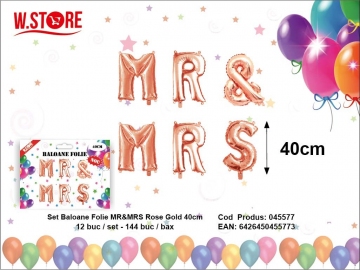 Set Baloane Folie MR&MRS Rose Gold 40cm 045577
