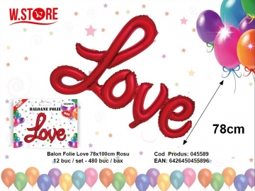 Balon Folie Love 78x100cm Rosu 045589