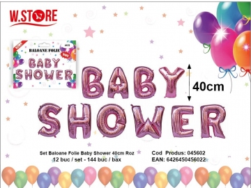 Set Baloane Folie Baby Shower 40cm Roz 045602