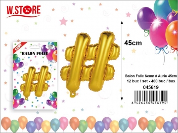 Balon Folie Semn # Auriu 45cm 045619