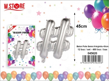 Balon Folie Semn # Argintiu 45cm 045620