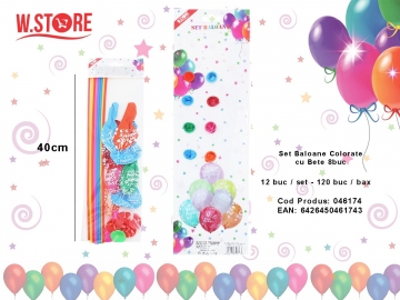 Set Baloane Colorate cu Bete 8buc 046174