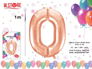 Balon Folie Rose Gold Cifra 0 1m 048710