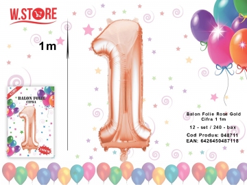 Balon Folie Rose Gold Cifra 1 1m 048711