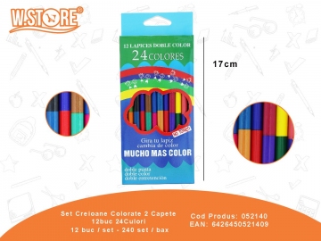 Set Creioane Colorate 2 Capete 12buc 24Culori 052140