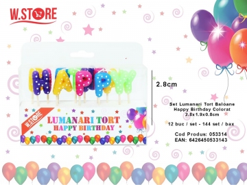Set Lumanari Tort Baloane Happy Birthday Colorat 2.8x1.9x0.8cm 053314