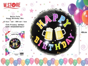 Balon Folie Happy Birthday 18in 057941