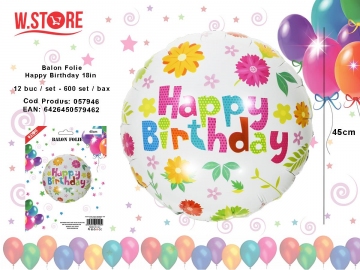 Balon Folie Happy Birthday 18in 057946