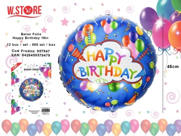 Balon Folie Happy Birthday 18in 057947