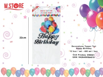 Decoratiune Topper Tort Happy Birthday 058461