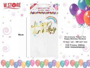 Decoratiune Topper Tort Happy Birthday Rainbow 058532