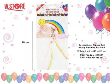 Decoratiune Topper Tort Happy Birthday Rainbow 058533
