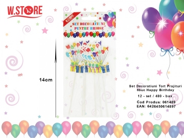 Set Decoratiuni Tort Prajituri 6buc Happy Birthday 061489