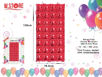 Balon Folie Perete Decorativ 139x76.5cm Rosu 062667
