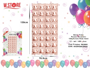 Balon Folie Perete Decorativ 139x76.5cm Rose Gold 062668