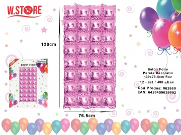 Balon Folie Perete Decorativ 139x76.5cm Roz 062669