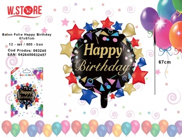Balon Folie Happy Birthday 67x67cm 063245