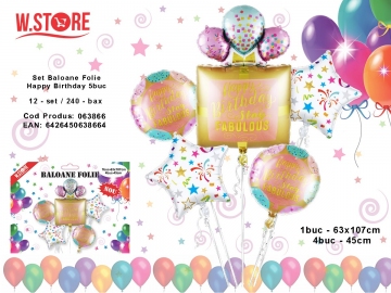 Set Baloane Folie Happy Birthday 5buc 063866