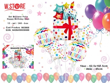 Set Baloane Folie Happy Birthday 5buc 063868