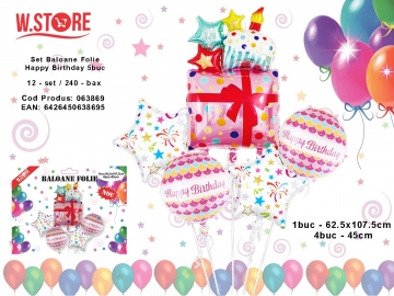 Set Baloane Folie Happy Birthday 5buc 063869