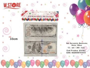 Set Servetele Bancnota Dolar 10buc 075161